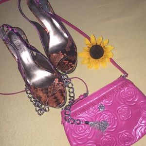 GUESS SNAKE SKIN WESTERN LOOK HEELS.